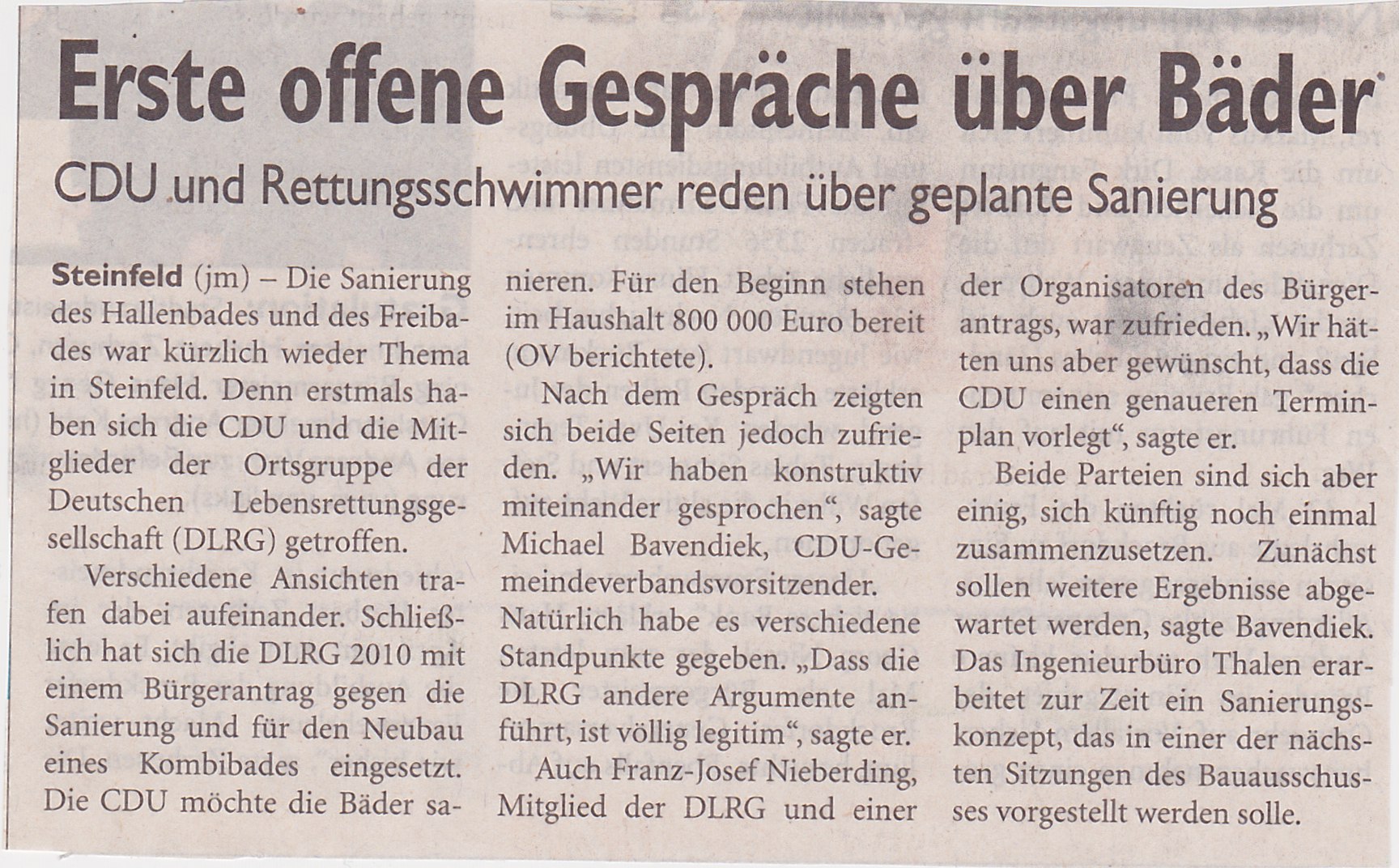 Presseartikel in der OV